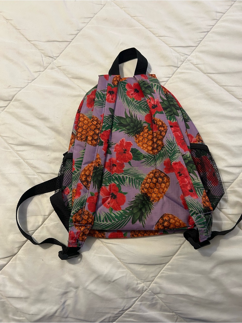 Hawaiian Pineapple Print Mini Backpack - Purple - Picture 2 of 9
